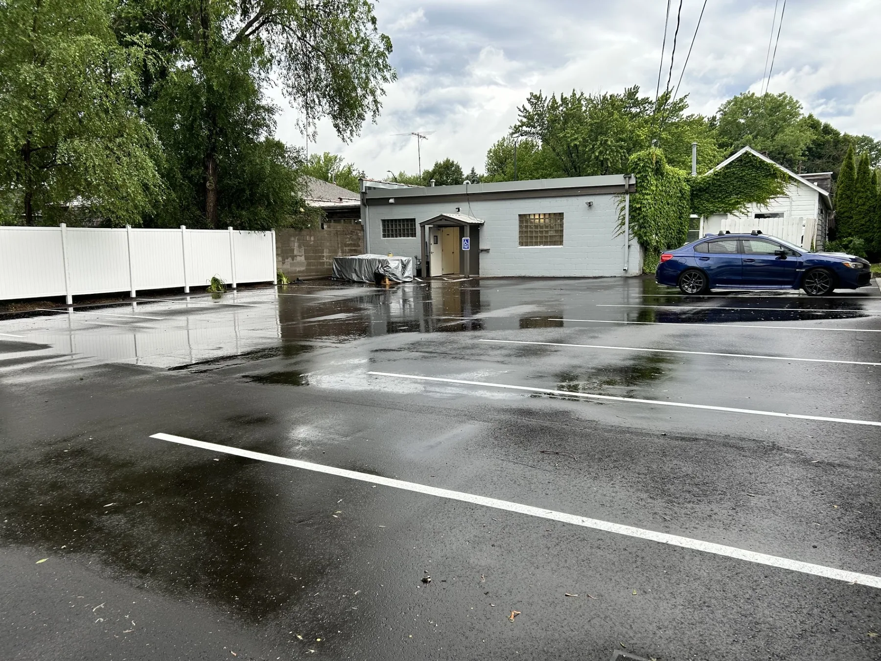Paved customer parking